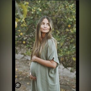 Beachwood Baby Cala Kaftan - Sage Green Linen Dress